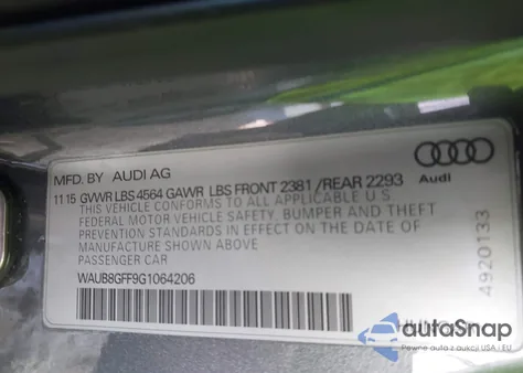 2016 Audi A3 2.0T Premium from USA, damaged, VIN WAUB8GFF9G1064206